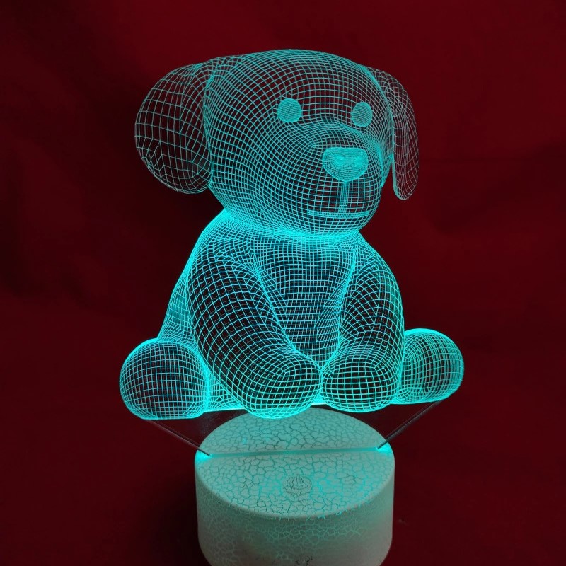 Lasergeschnittene Hundewelpen-3D-Lampe