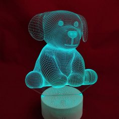 Lampe 3D Chien Chiot Découpée au Laser