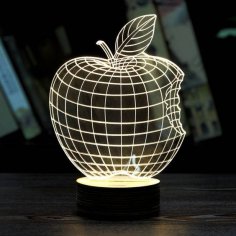 Lámpara de noche 3D Apple cortada con láser