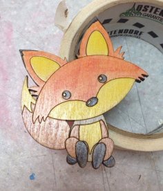 Laser Cut Cute Fox Decor Brooches Pins Free Vector