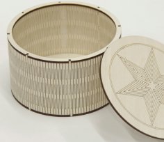 Laser Cut Round Wood Box With Lid Living Hinge Box Free Vector