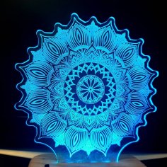 Lampe Illusion 3D Mandala Étoile Découpée au Laser Veilleuse 3D