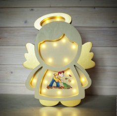Lámpara de luz nocturna para habitación de niños con ángel cortado con láser de 5 mm