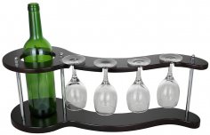 Lasergeschnittene wellenförmige Weinflasche und 4 Gläserhalter