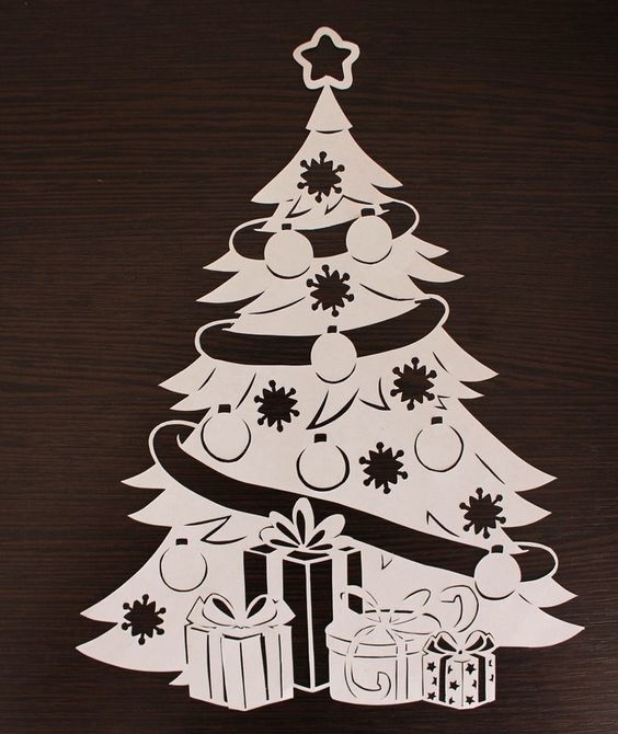 Corte láser lindo árbol de Navidad decoración adorno de Navidad de madera