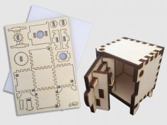 Laser Cut Wooden Mini Safe Vault Toy For Kids Free Vector