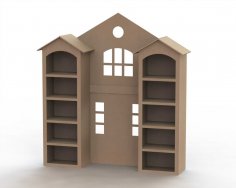 Muebles para casa de muñecas Estante de madera Plantilla de corte por láser