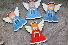 Laser Cut Christmas Angel Magnet Angel Wooden Cutout Shape Free Vector