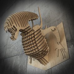 Alien 3D Duvar Dekoru Lazer Kesim Şablonu