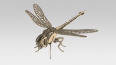 激光切割木制蜻蜓 3D 模型 2mm