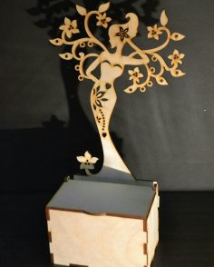 Laser Cut Jewelry Box with Girl 4mm Free Vector