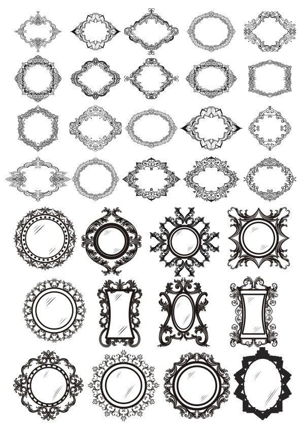 Floral Frame Decor Set Free Vector Cdr Download - 3axis.co