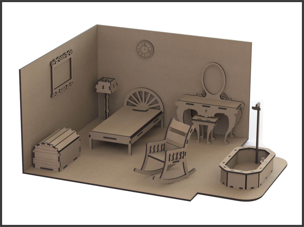 Лазерная резка миниатюрной мебели для кукольного домика