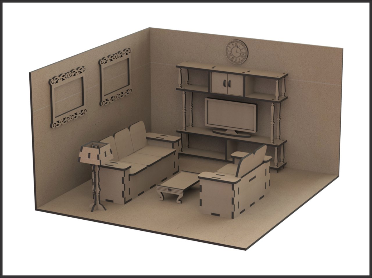 Laser Cut Miniature Dollhouse Furniture DXF File
