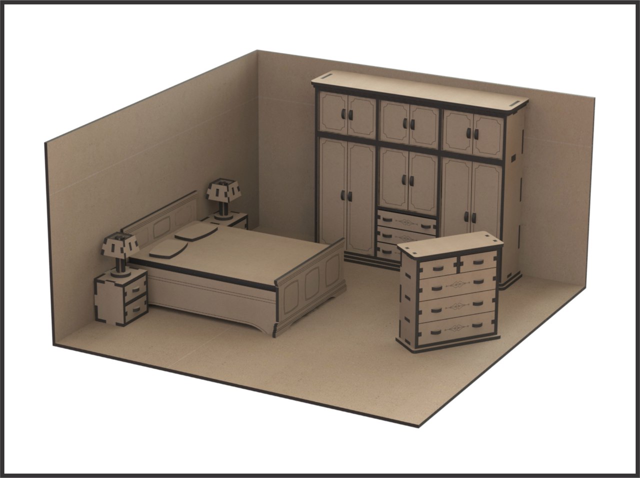 Laser Cut Miniature Dollhouse Furniture DXF File