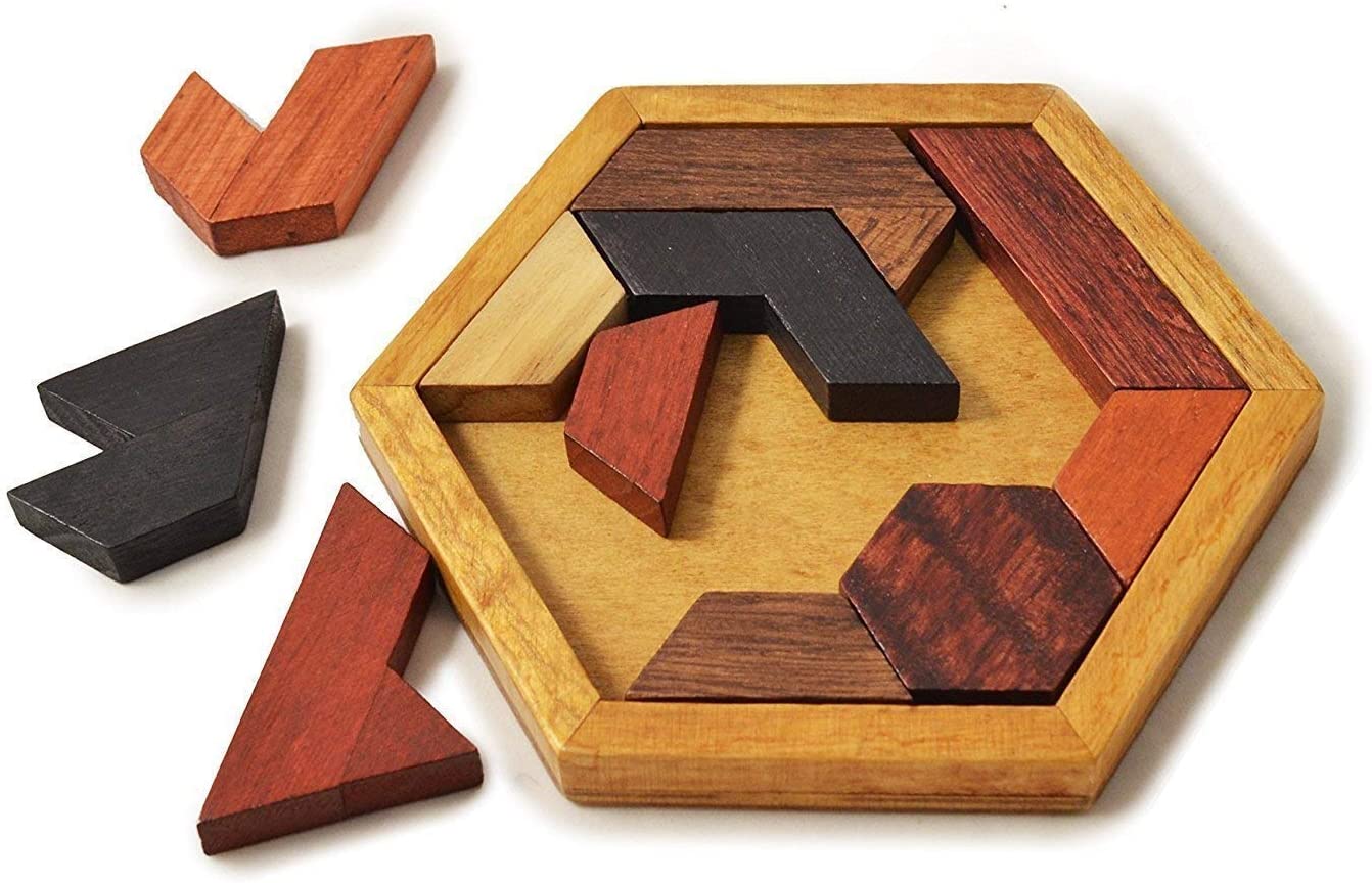 Laser Cut Wooden Hexagon Puzzle Game For Kids Educational Gift Free Vector