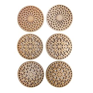 Laser Cut Floral Pattern Round Coasters Free Vector