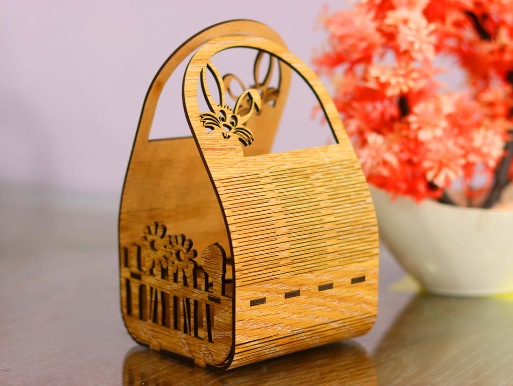 Laser Cut Cute Easter Egg Basket Free Vector