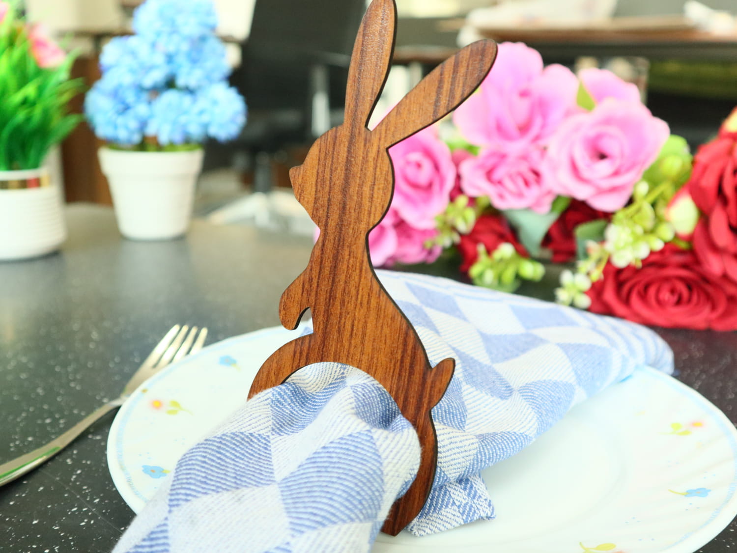 Laser Cut Bunny Napkin Rings Free Vector