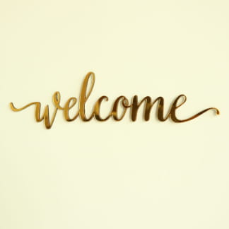 Laser Cut Welcome Script Word Sign Free Vector
