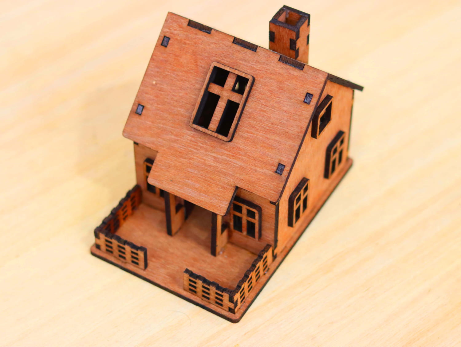 Laser Cut Wood House Model Free Vector