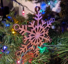 Laser Cut Wood Snowflake Ornament DXF File