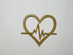 Laser Cut Heart Beat Shape Unfinished Wood Cutout Free Vector