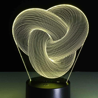 Laser Cut Abstract Knot Optical Illusion 3D Lamp DXF File