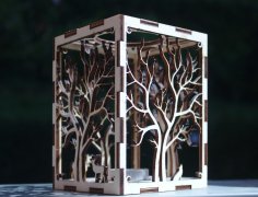 Laser Cut Tree Candle Holder DXF File