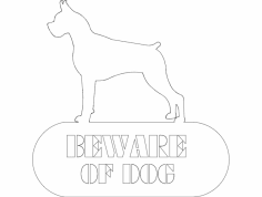 Boxer Beware Of Dog dxf File
