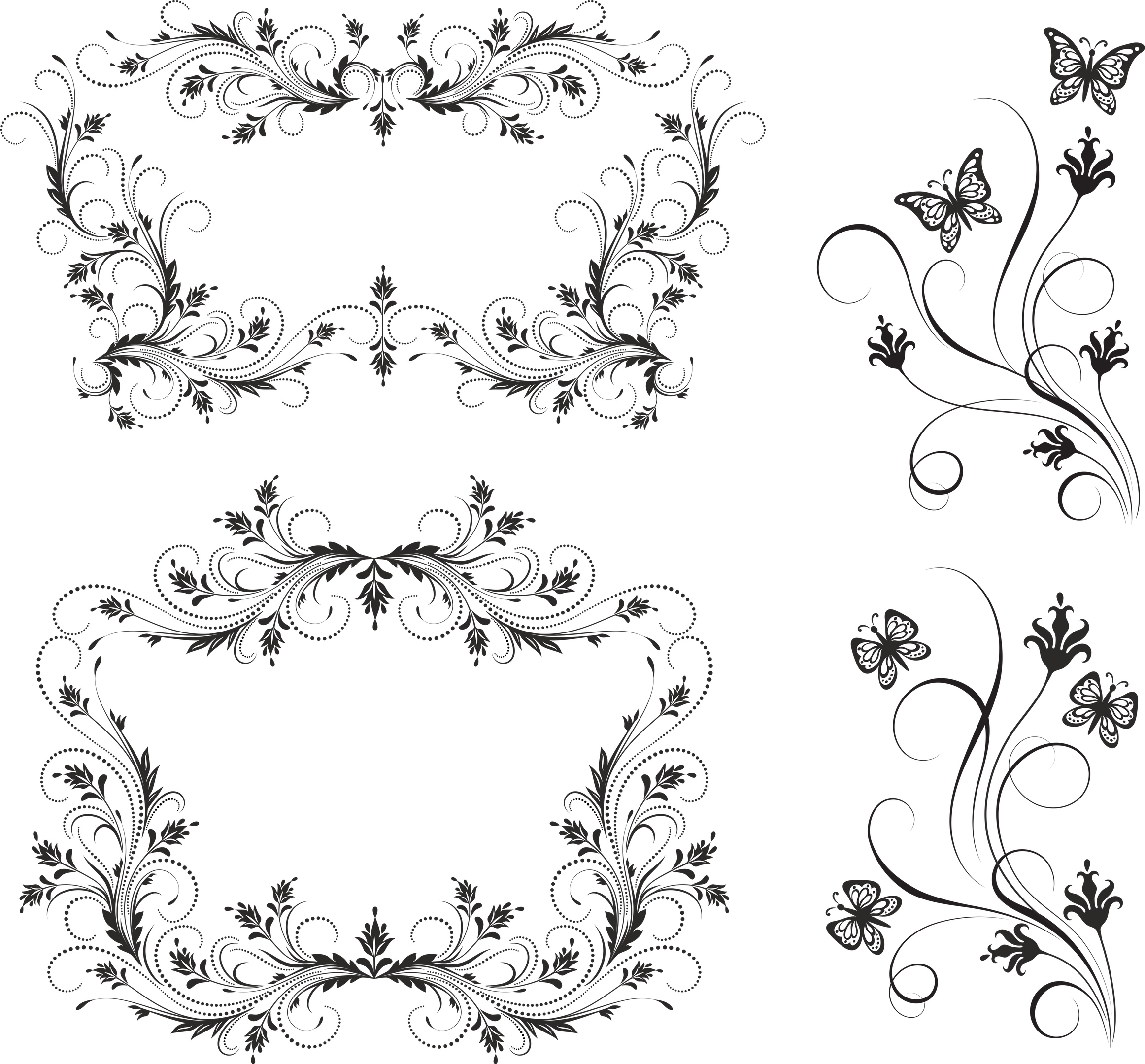 Floral Borders Set Free Vector