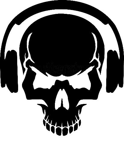 Skull with headphones vector art DXF File
