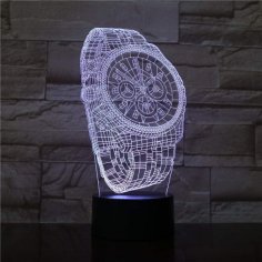 Laser Cut Wrist Watch Shape 3D LED Lamp