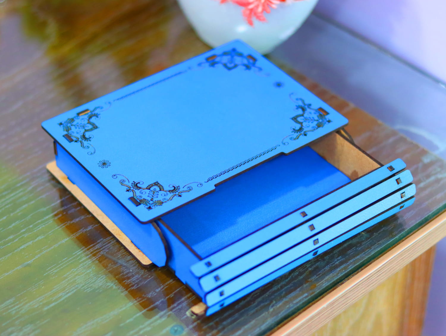 Laser Cut Decorative Book Box With Drawer Free Vector