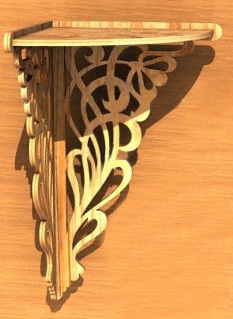 Estante esquinero decorativo de madera cortada con láser de 6 mm