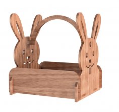 سلة خشبية على شكل أرنب مقطوعة بالليزر