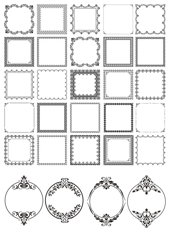 Conjunto de marcos de decoración clásica negra
