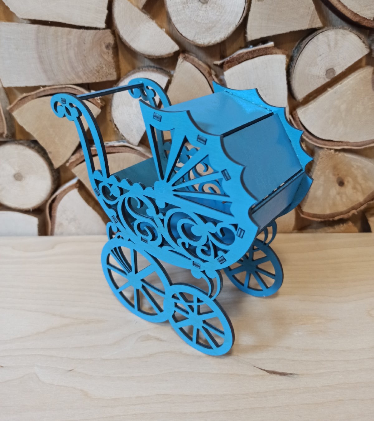 Laser Cut Baby Shower Carriage Stroller Wedding Favors Free Vector
