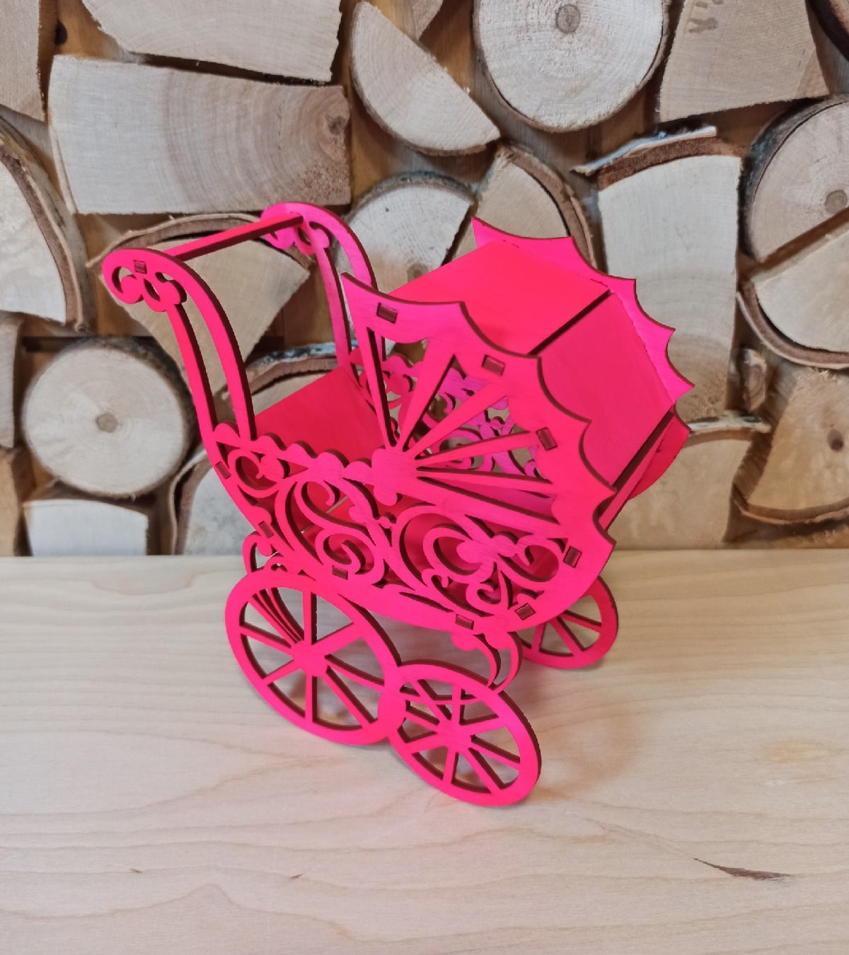 Laser Cut Baby Shower Carriage Stroller Wedding Favors Free Vector