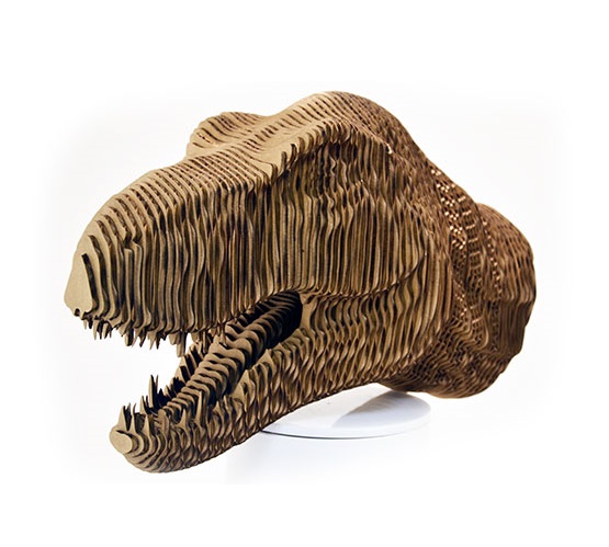 Modelo en capas de cabeza de dinosaurio tiranosaurio cortado con láser T-Rex
