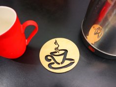 Laser Cut Round Tea Cup Coaster DXF File