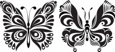 Black White Butterflies Of Tattoo Free Vector