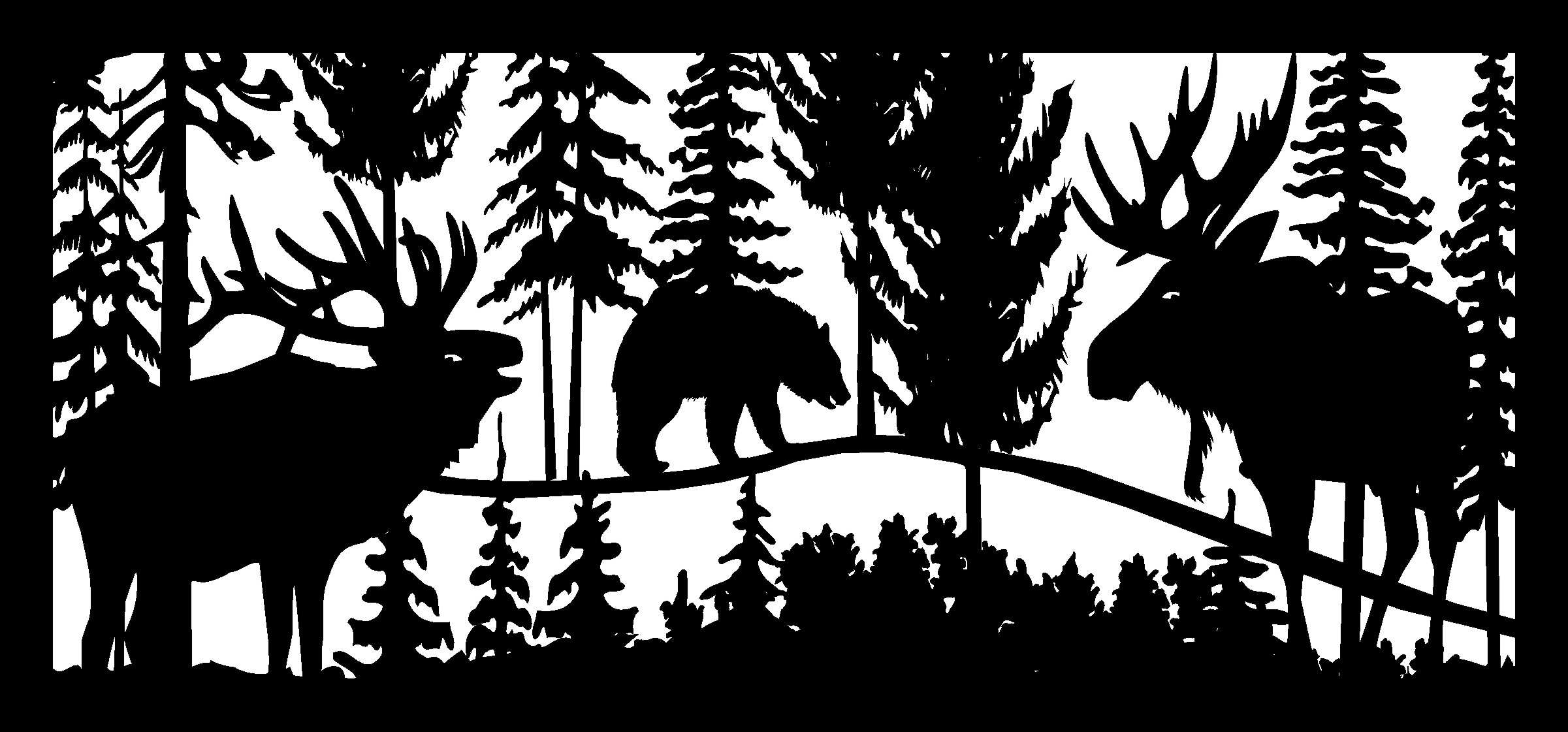 28 X 60 Elk Bear And Moose Plasma Art
