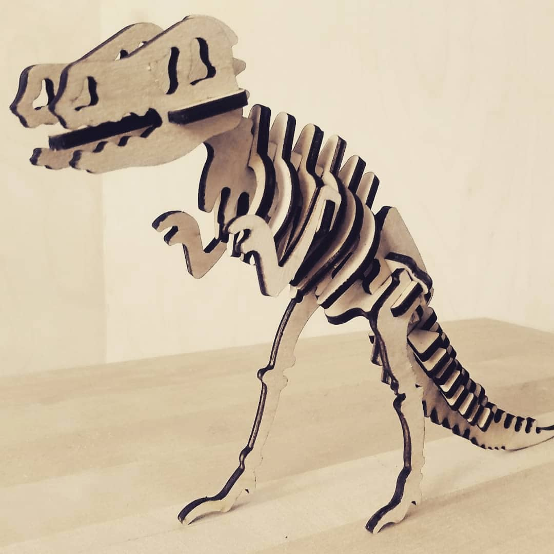 Laser Cut Wooden Dinosaur Skeleton Puzzle Free Vector