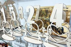 Laser Cut Wooden Standing Wedding Table Numbers 1-10 Free Vector