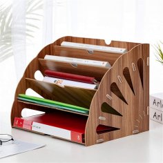 Estante de papelería de escritorio de oficina con corte láser, soporte para carpetas de archivos y revistas, organizador de documentos