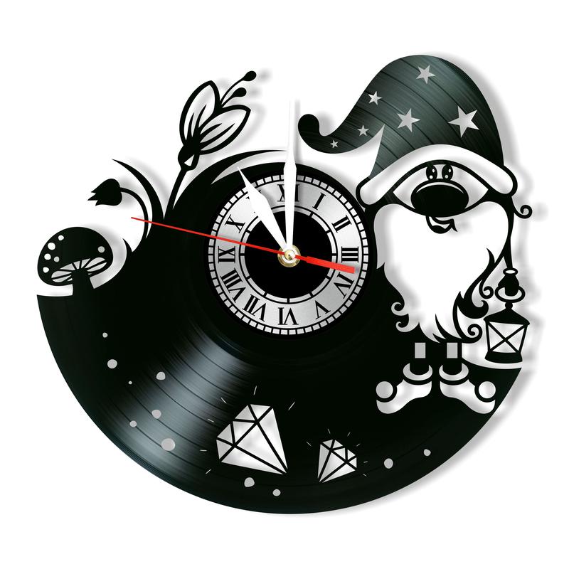 Laser Cut Gnome Wall Clock Vinyl Record Clock Free Vector cdr Download
