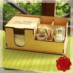 Laser Cut Dining Table Napkin And Spice Holder Toothpick Holder Free Vector
