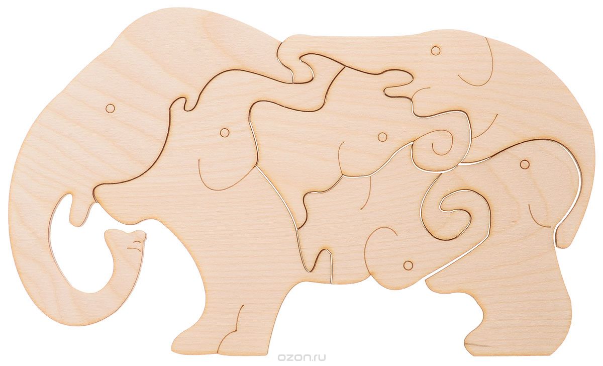 Puzzle di elefanti in legno tagliato al laser per bambini Giochi da interni per bambini