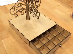 Jewelry box with earring tree Laser Cut SVG File